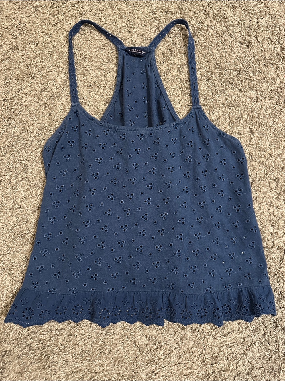 Aeropostale Navy Eyelet Racerback Camisole